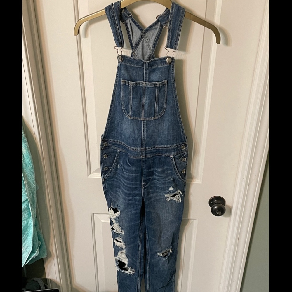 American Eagle denim overalls